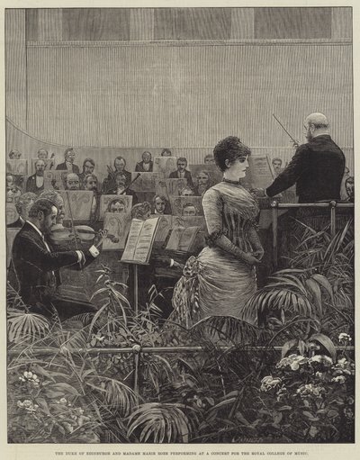 El Duque de Edimburgo y Madame Marie Roze actuando en un concierto para el Royal College of Music de Henry Stephen Ludlow